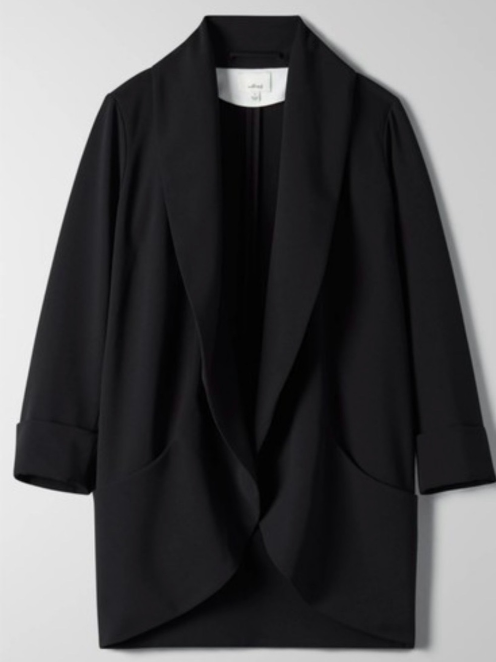 Aritzia Wilfred Chevalier Black Open Front Blazer Size 8